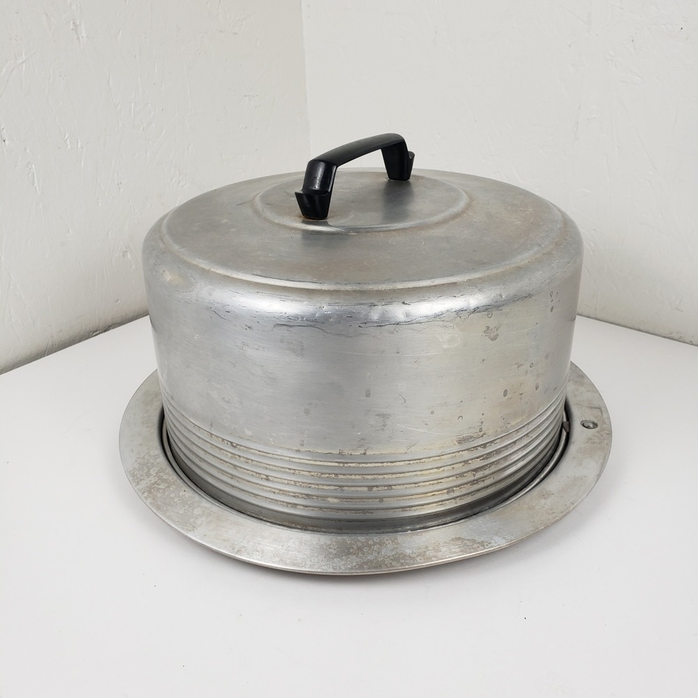Vintage Regal Quality Aluminum Cake Carrier Locking Dome Lid Tray USA Made
